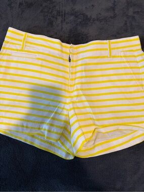 GAP Yellow and White Striped Women's Shorts